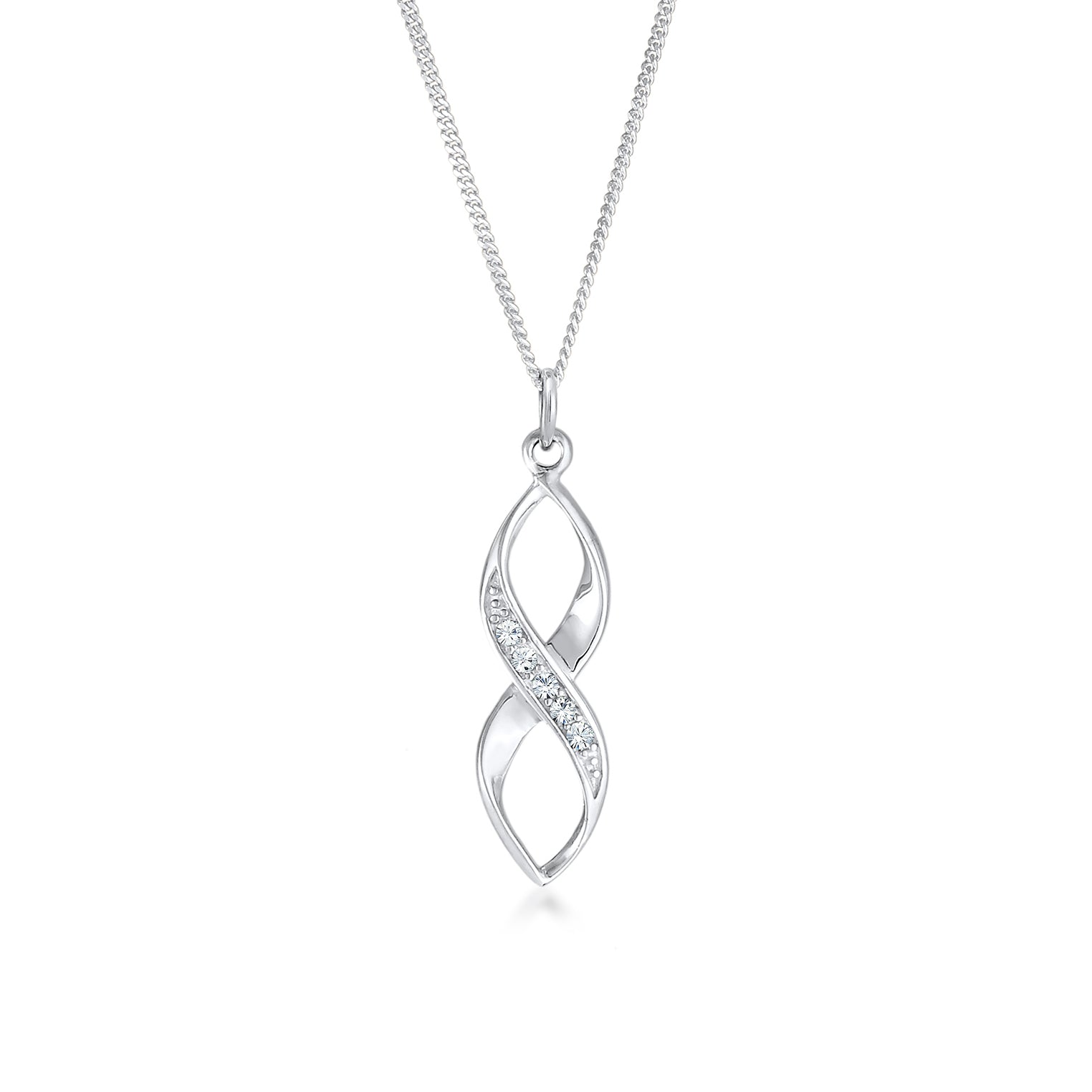 Silber - Elli | Halskette Infinity | Mit Kristallen von Swarovski® (Weiß) | 925er Sterling Silber
