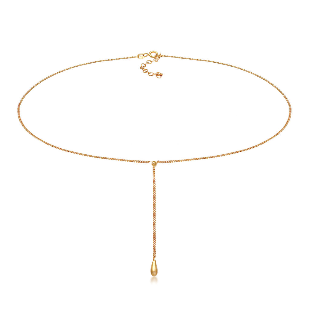Gold - Elli | Y-Halskette | 925 Sterling Silber vergoldet