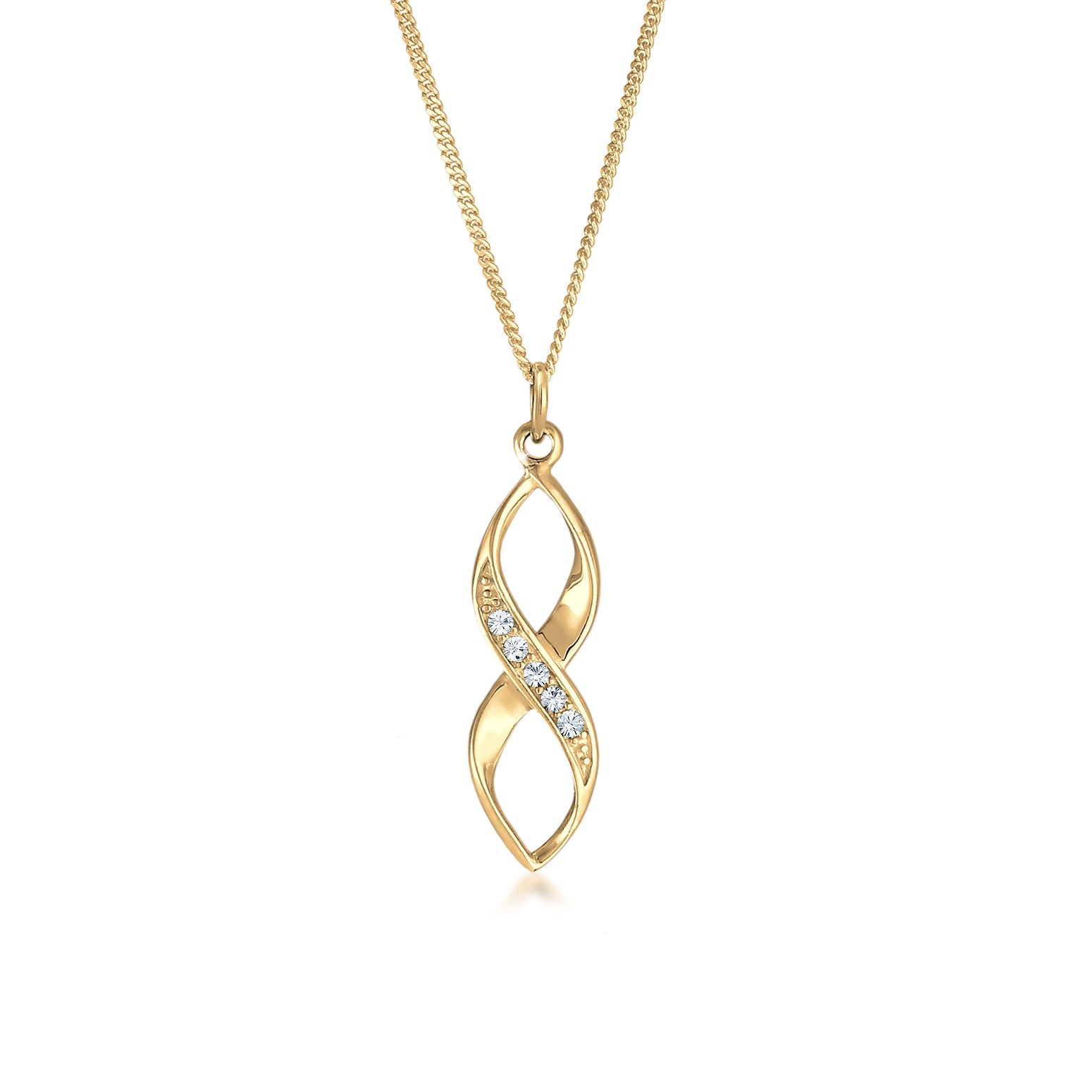 Gold - Elli | Halskette Infinity | Mit Kristallen von Swarovski® (Weiß) | 925 Sterling Silber vergoldet