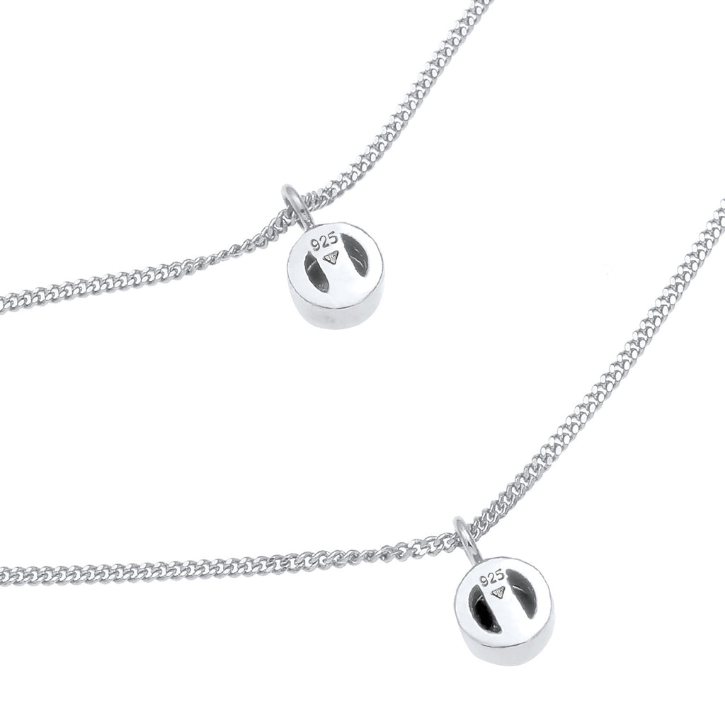 Silber - Elli | Layer-Halskette | Mit Kristallen von Swarovski® (Weiß & Schwarz) | 925 Sterling Silber