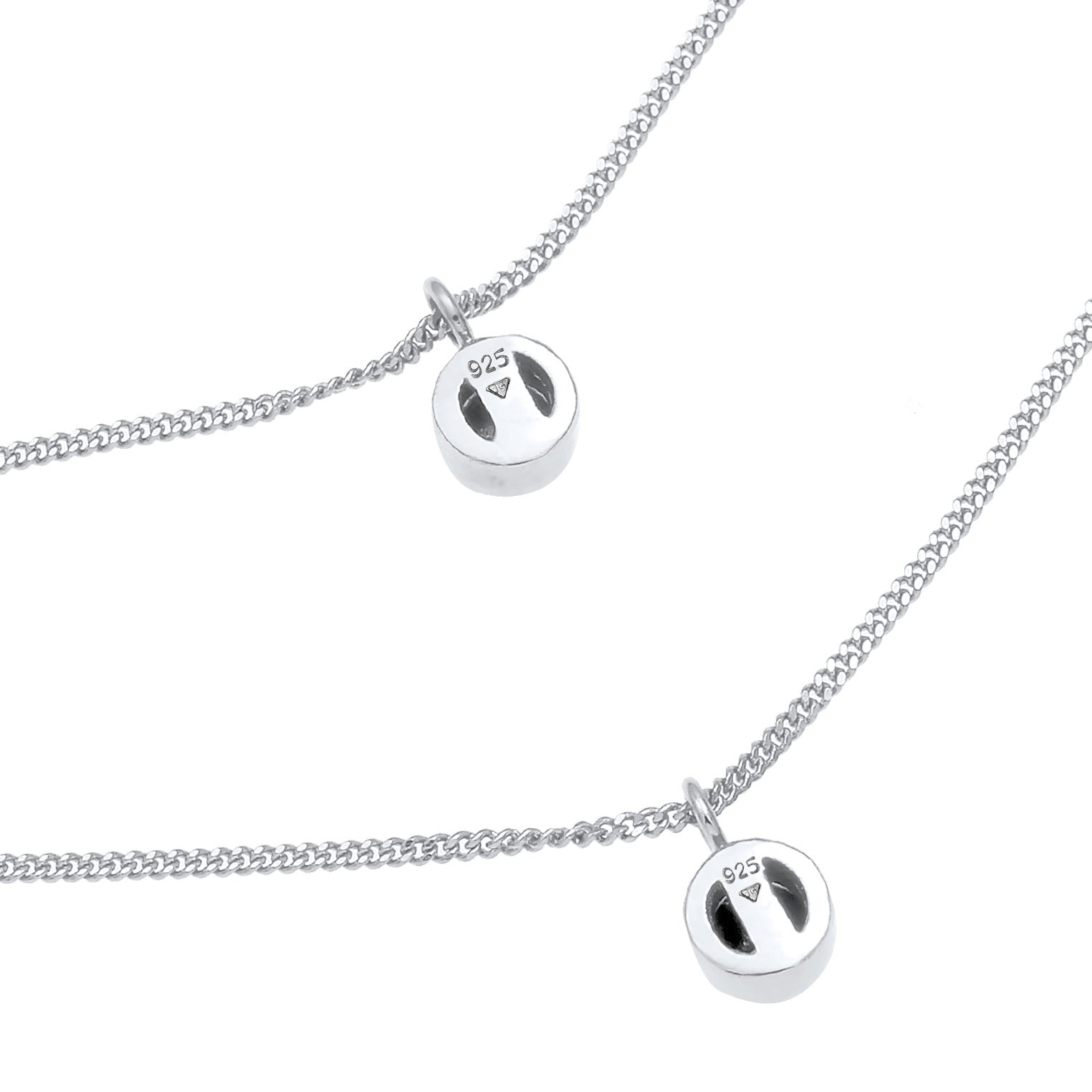 Silber - Elli | Layer-Halskette | Mit Kristallen von Swarovski® (Weiß & Schwarz) | 925 Sterling Silber