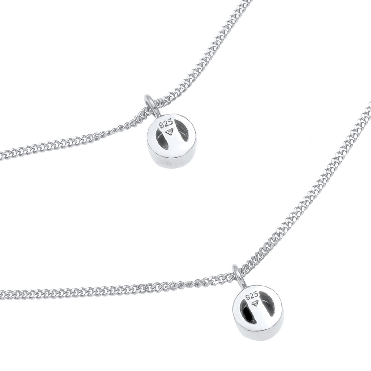 Silber - Elli | Layer-Halskette | Mit Kristallen von Swarovski® (Weiß & Schwarz) | 925 Sterling Silber