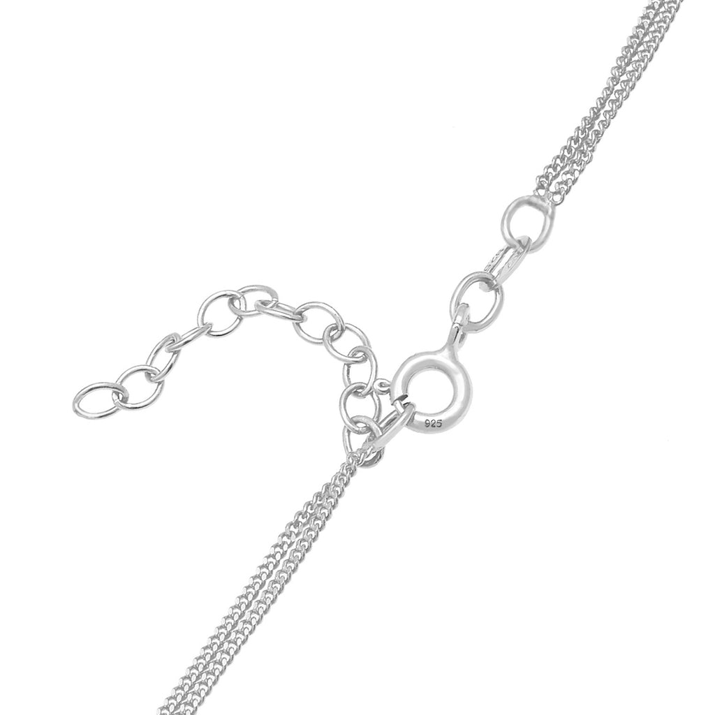 Silber - Elli | Layer-Halskette | Mit Kristallen von Swarovski® (Weiß & Schwarz) | 925 Sterling Silber