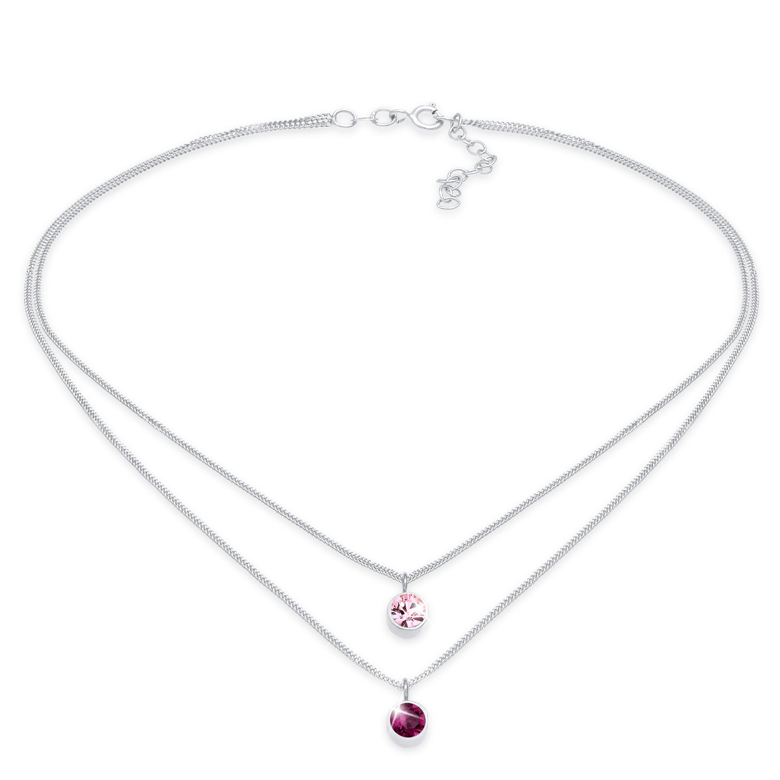 Pink - Elli | Halskette | Kristall ( Violett ) | 925er Sterling Silber