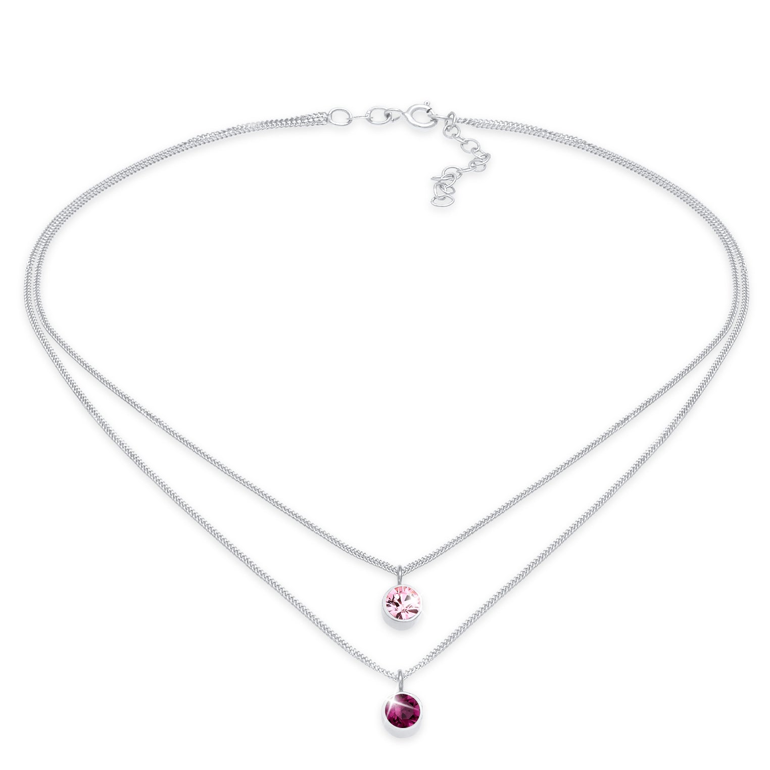 Pink - Elli | Halskette | Kristall (Violett) | 925er Sterling Silber