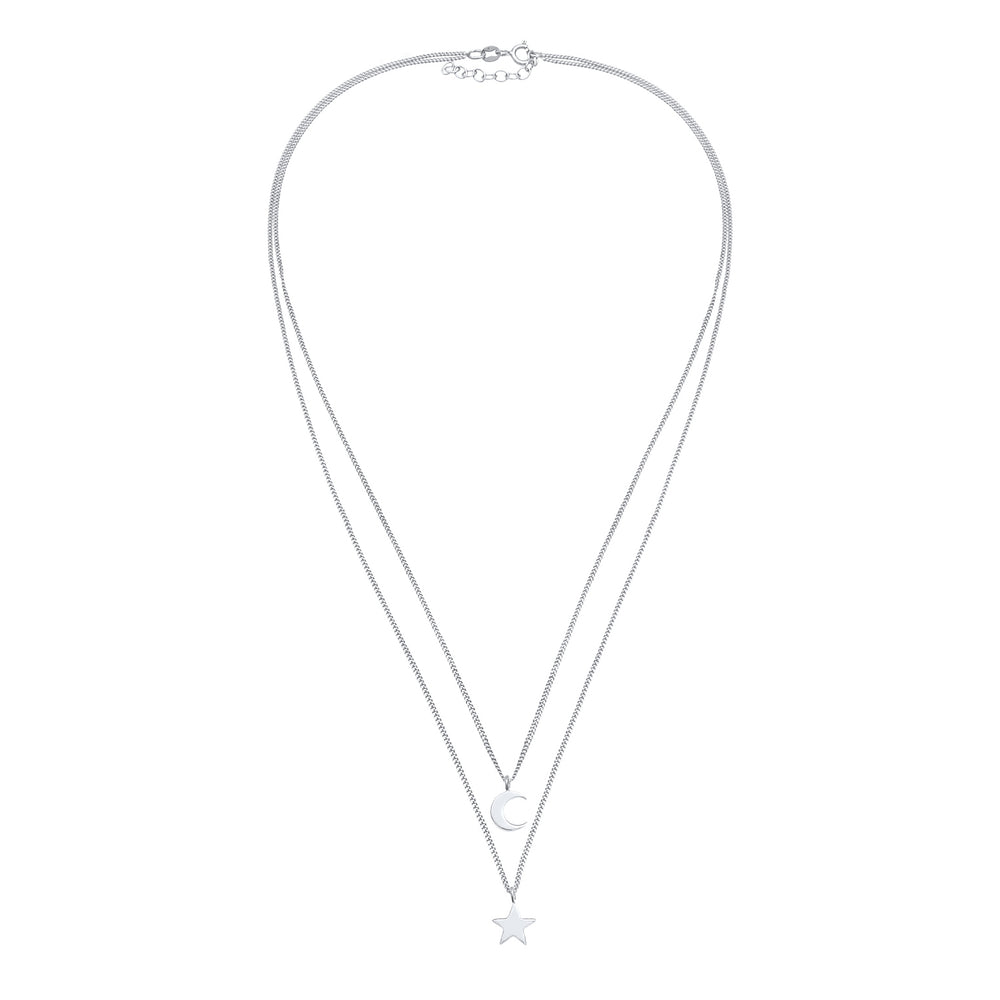 layered necklace star crescent moon