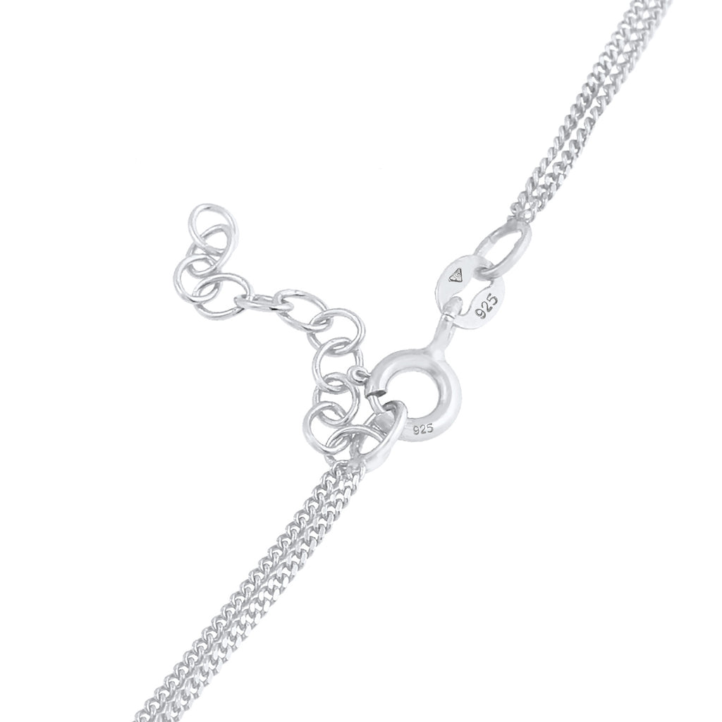 Silber - Elli | Layer-Halskette Stern Halbmond | 925er Sterling Silber