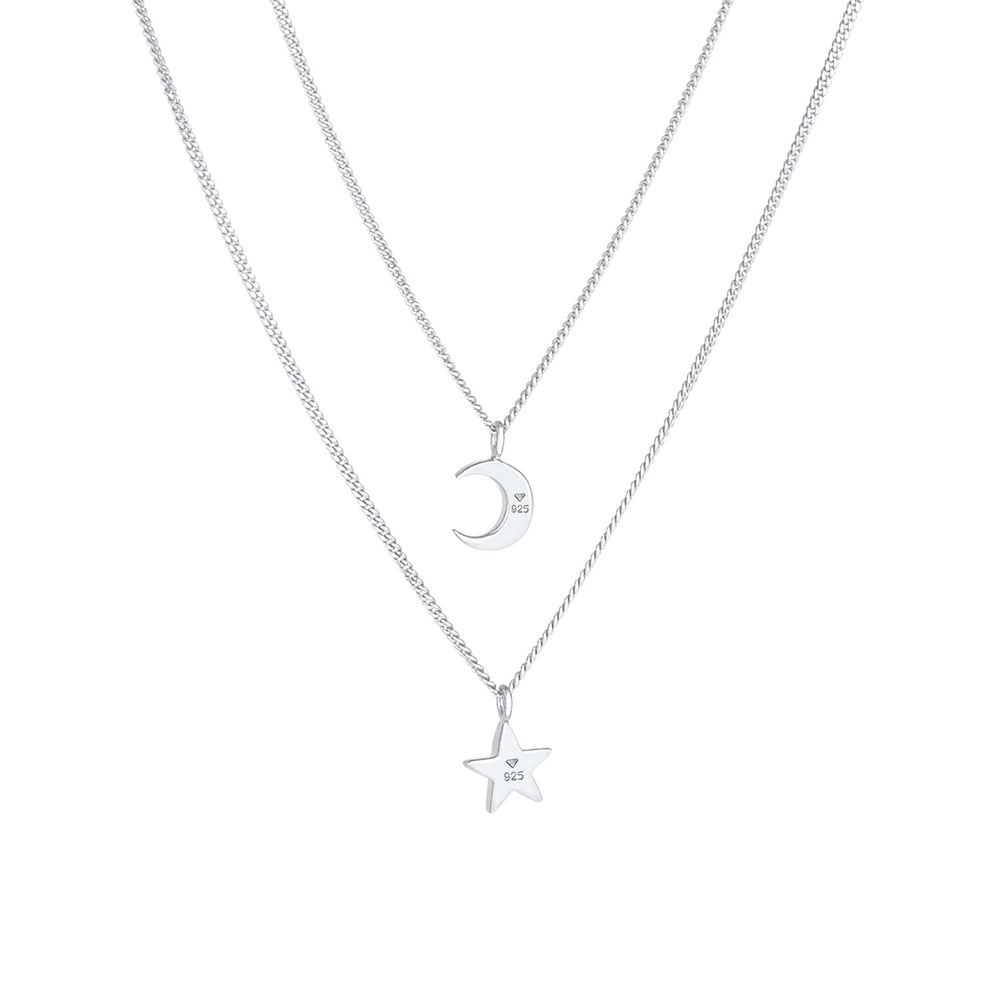 layered necklace star crescent moon