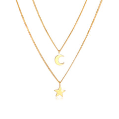 layered necklace star crescent moon