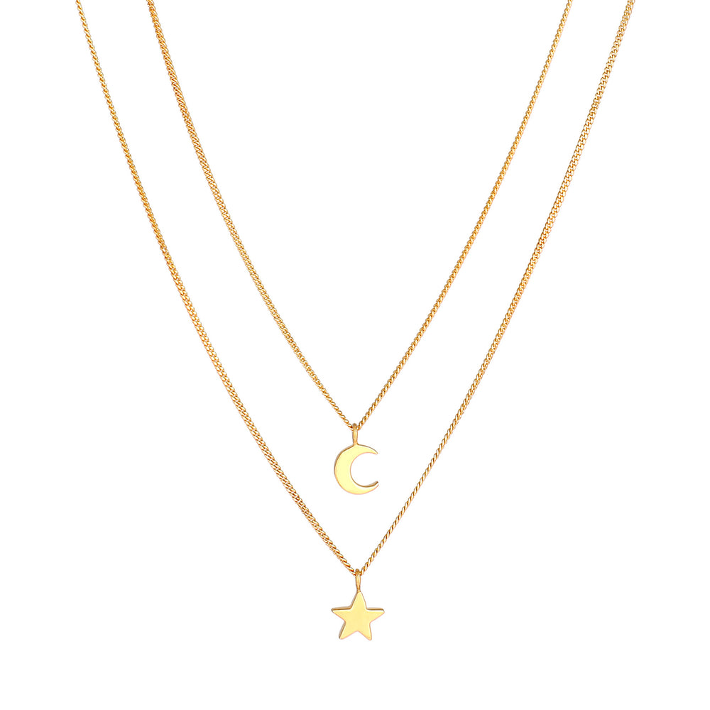 layered necklace star crescent moon