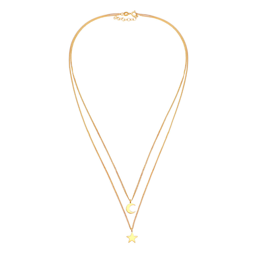 layered necklace star crescent moon