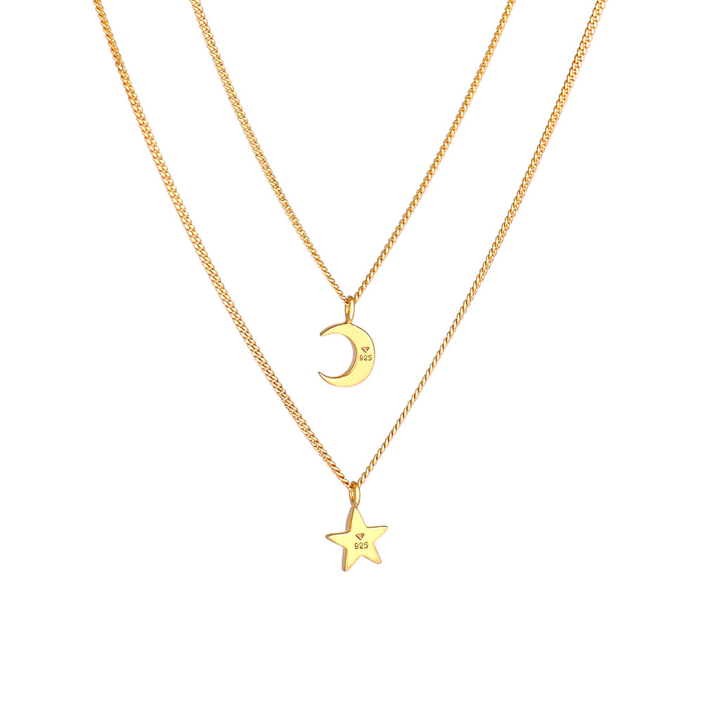 layered necklace star crescent moon