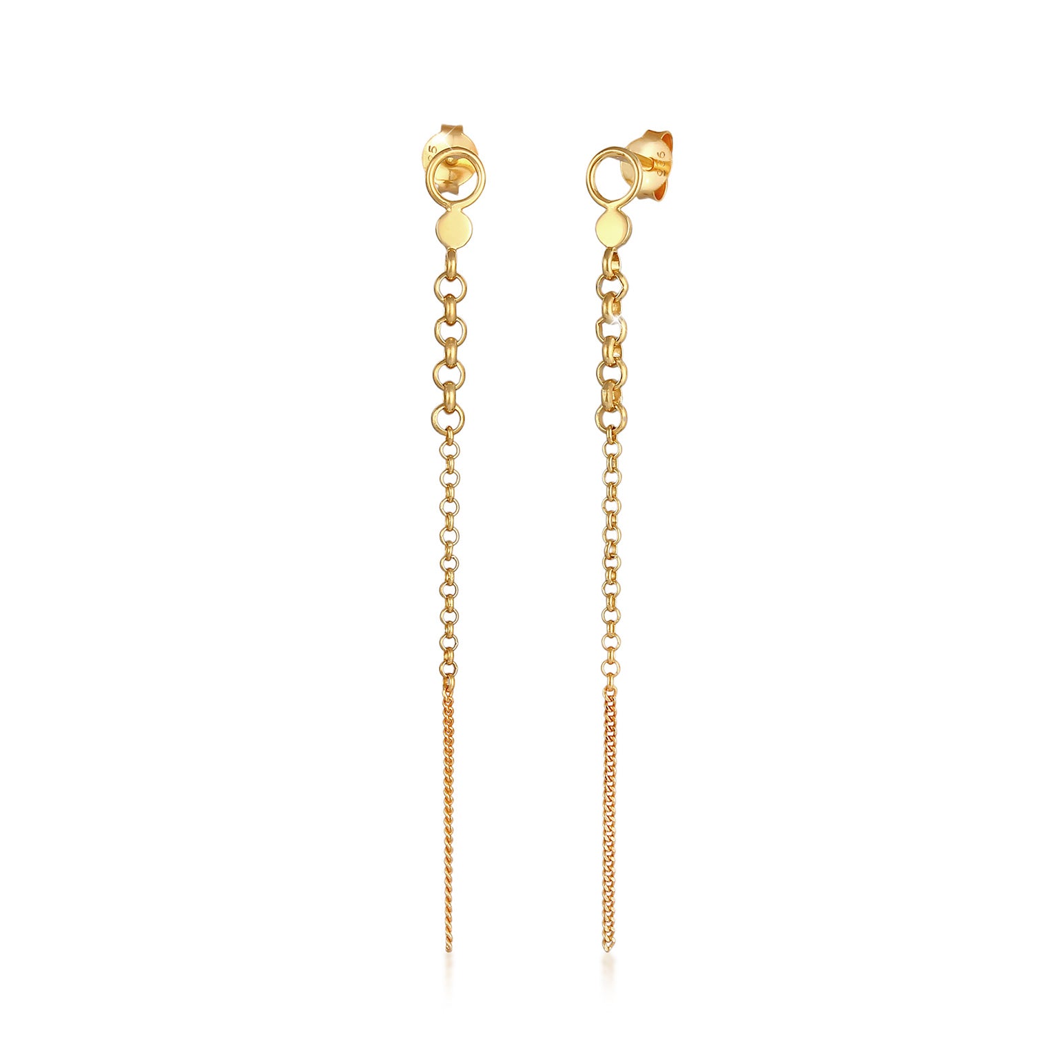 Gold - Elli | Ohrstecker Ear Chain | 925 Sterling Silber vergoldet