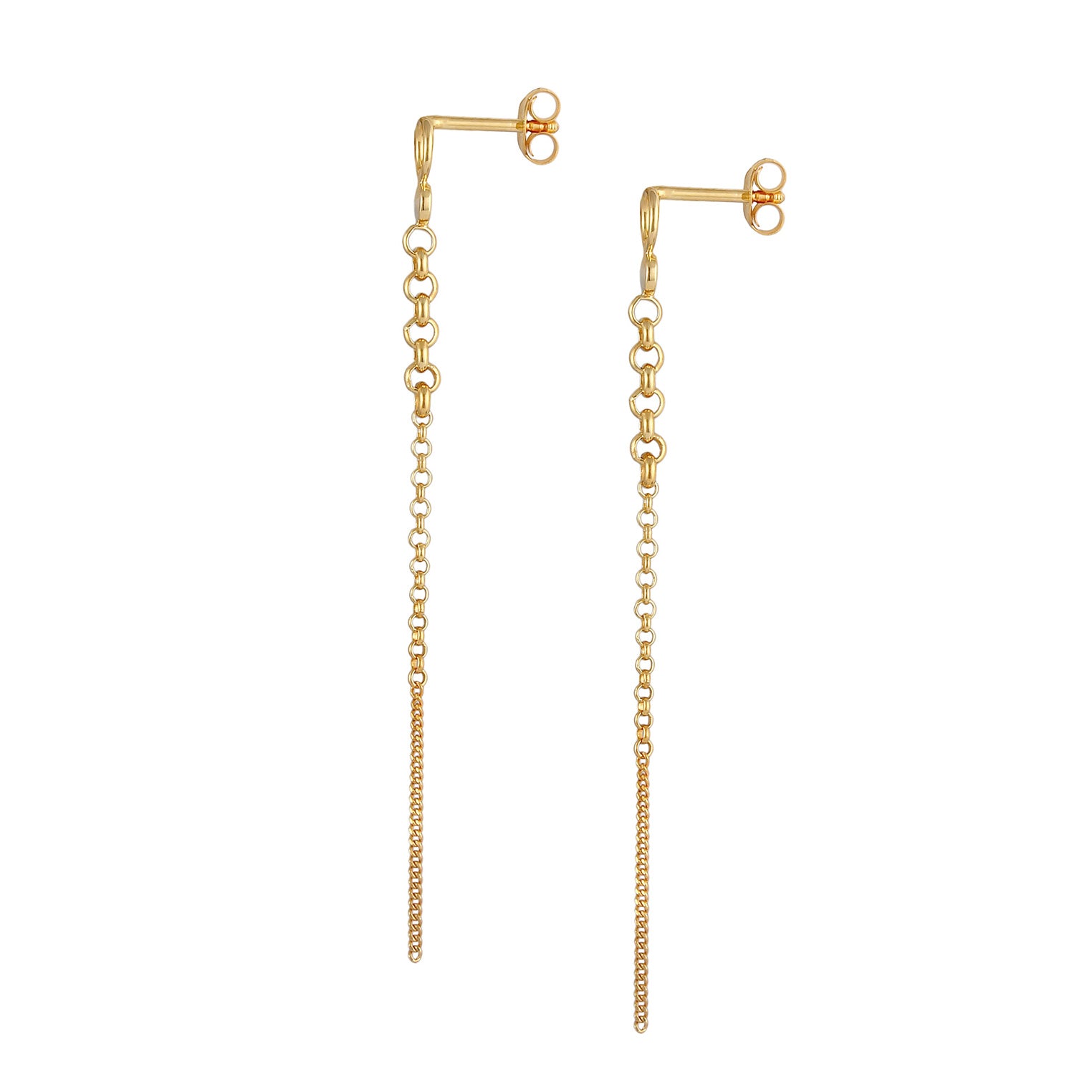 Gold - Elli | Ohrstecker Ear Chain | 925 Sterling Silber vergoldet