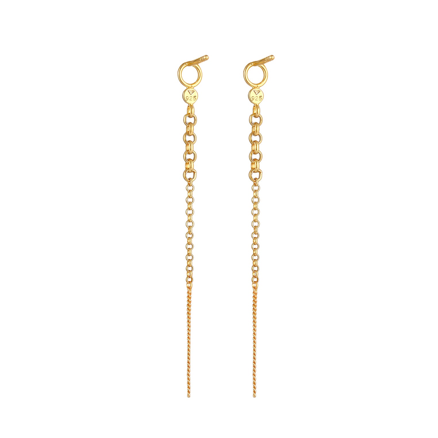 Gold - Elli | Ohrstecker Ear Chain | 925 Sterling Silber vergoldet