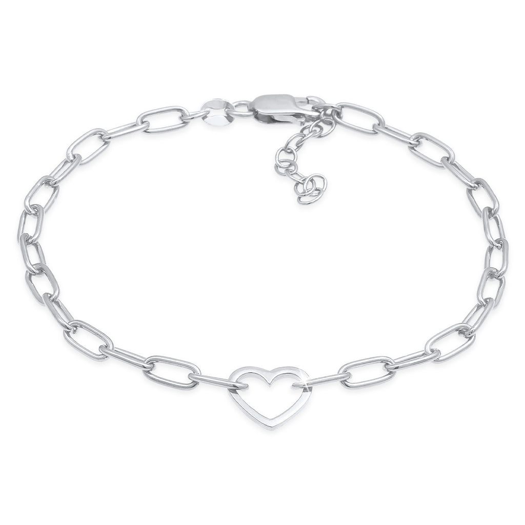 Silber - Elli | Glieder-Armband Herz | 925er Sterling Silber
