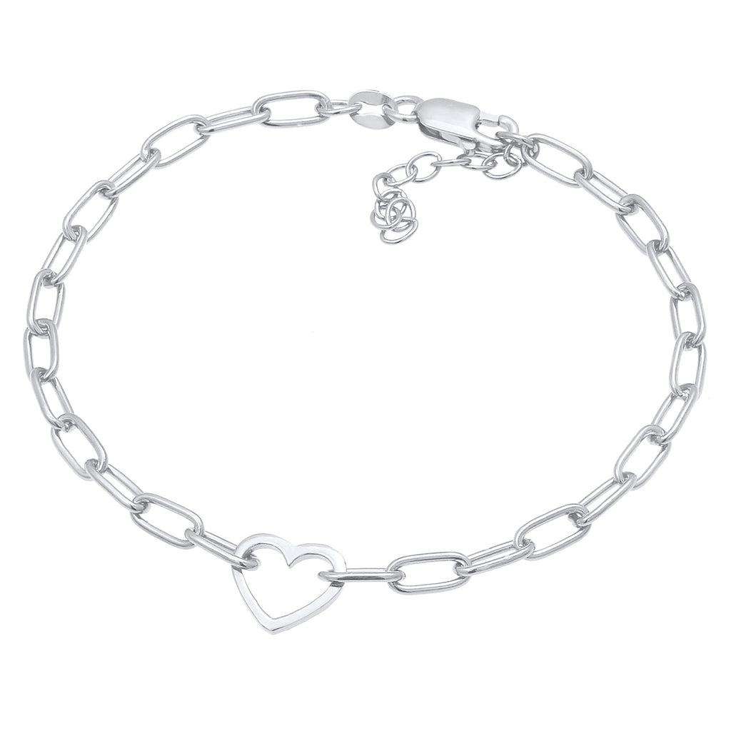 Silber - Elli | Glieder-Armband Herz | 925er Sterling Silber