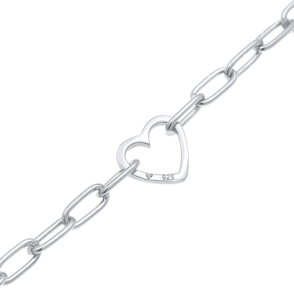 Silber - Elli | Glieder-Armband Herz | 925er Sterling Silber