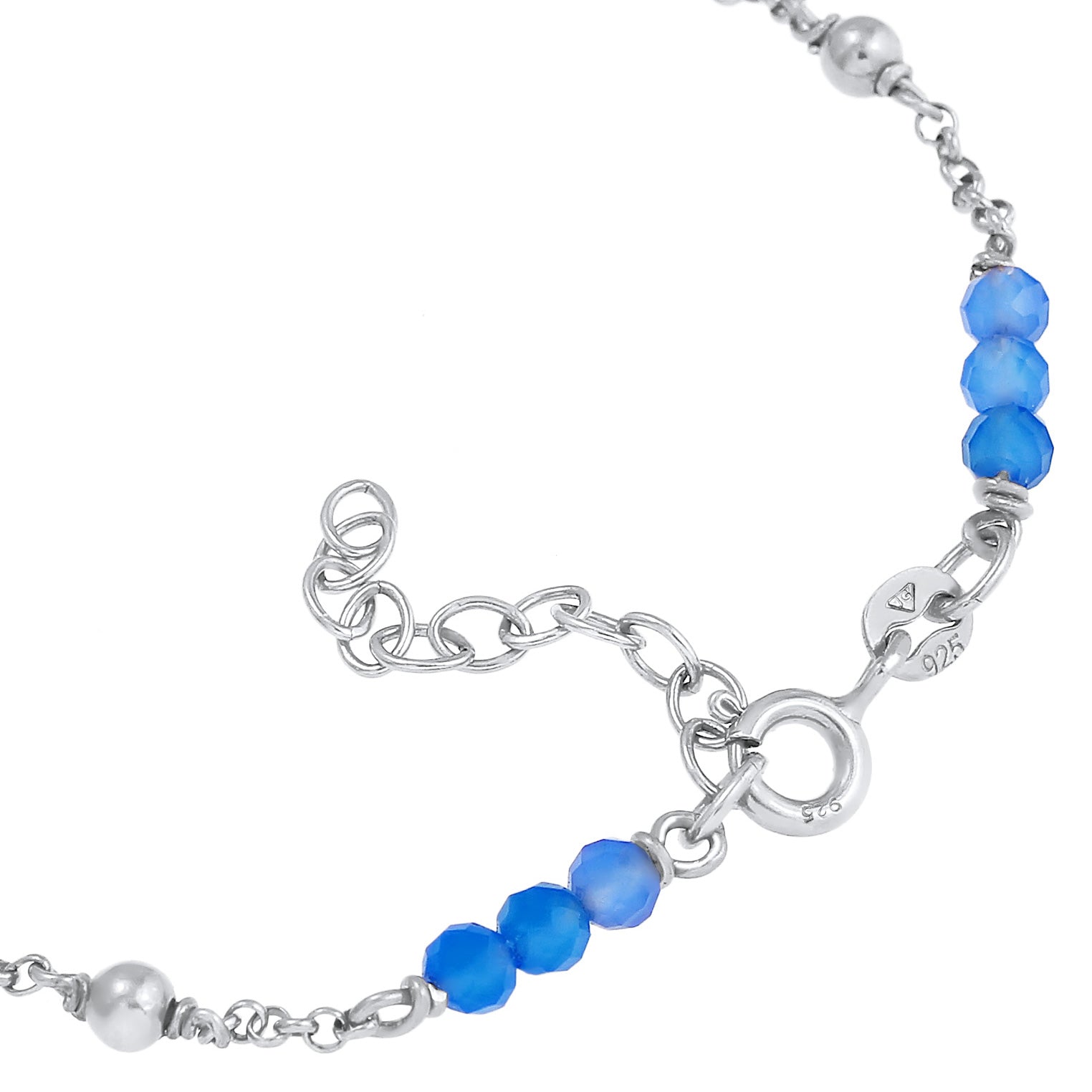 Silber - Elli | Armband Kugel | Achat ( Blau ) | 925er Sterling Silber