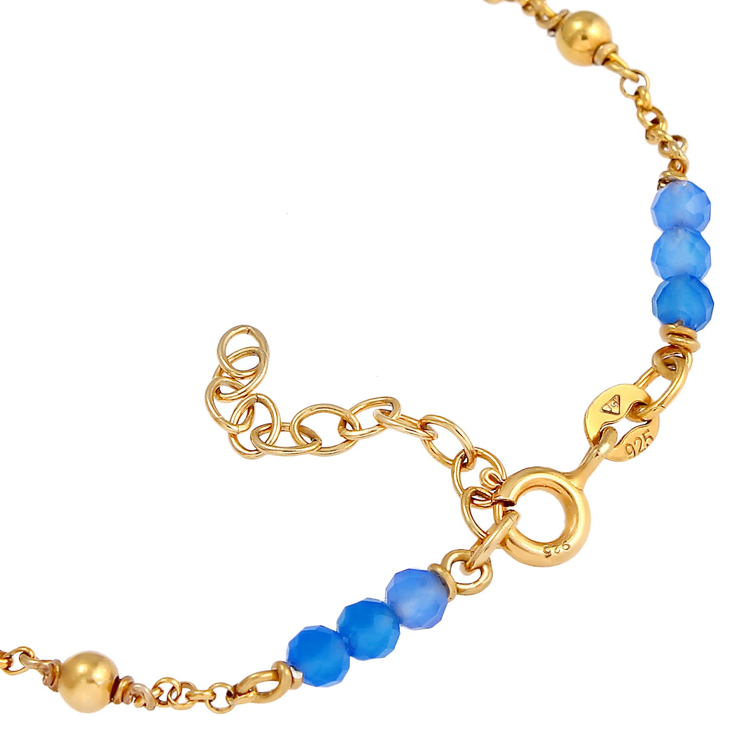 Gold - Elli | Armband Kugel | Achat ( Blau ) | 925 Sterling Silber vergoldet