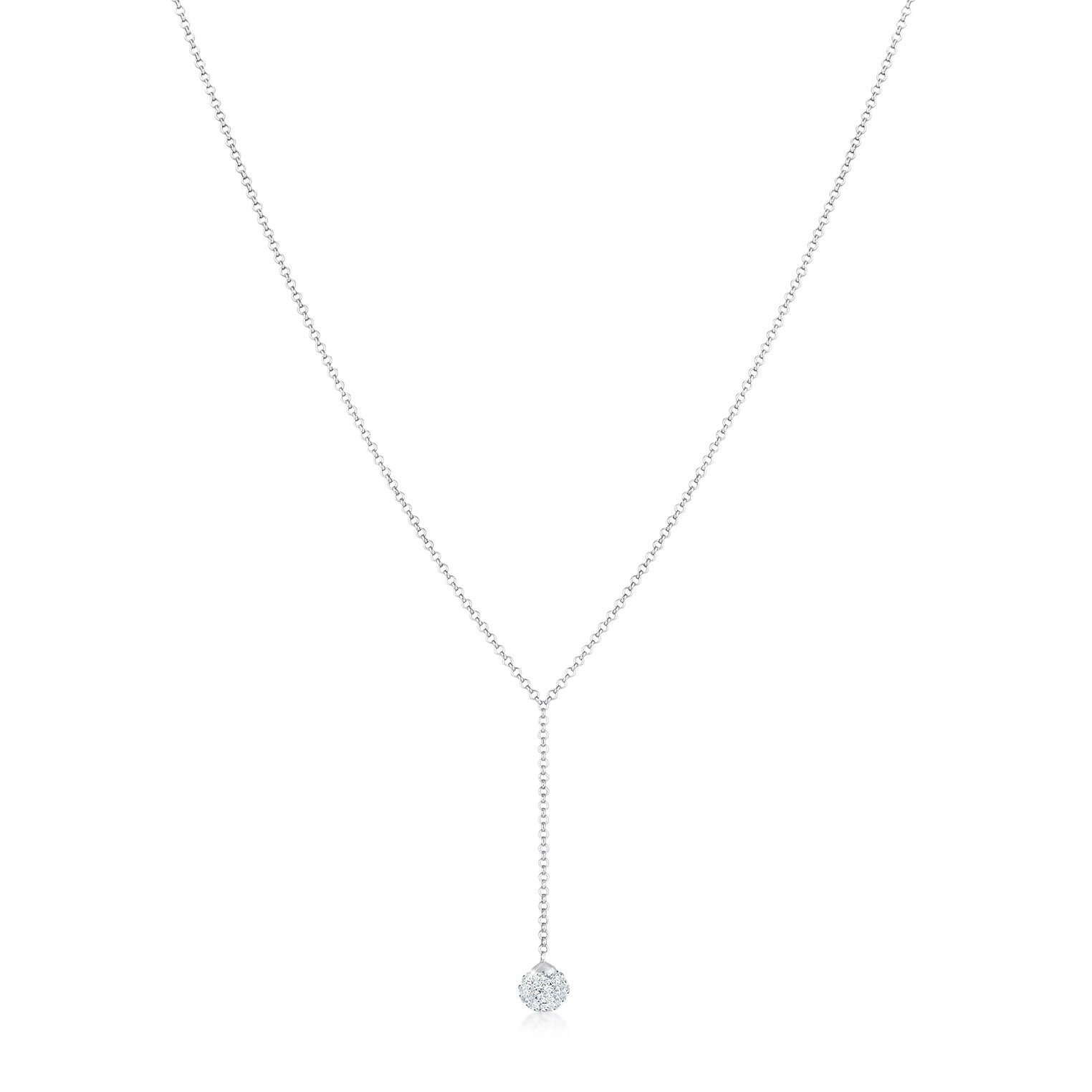 Silber - Elli | Halskette Kugel | Kristall ( Weiß ) | 925er Sterling Silber
