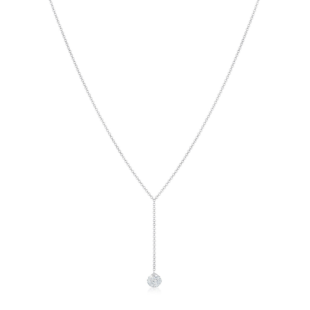 Silber - Elli | Halskette Kugel | Mit Kristallen von Swarovski® (Weiß) | 925er Sterling Silber