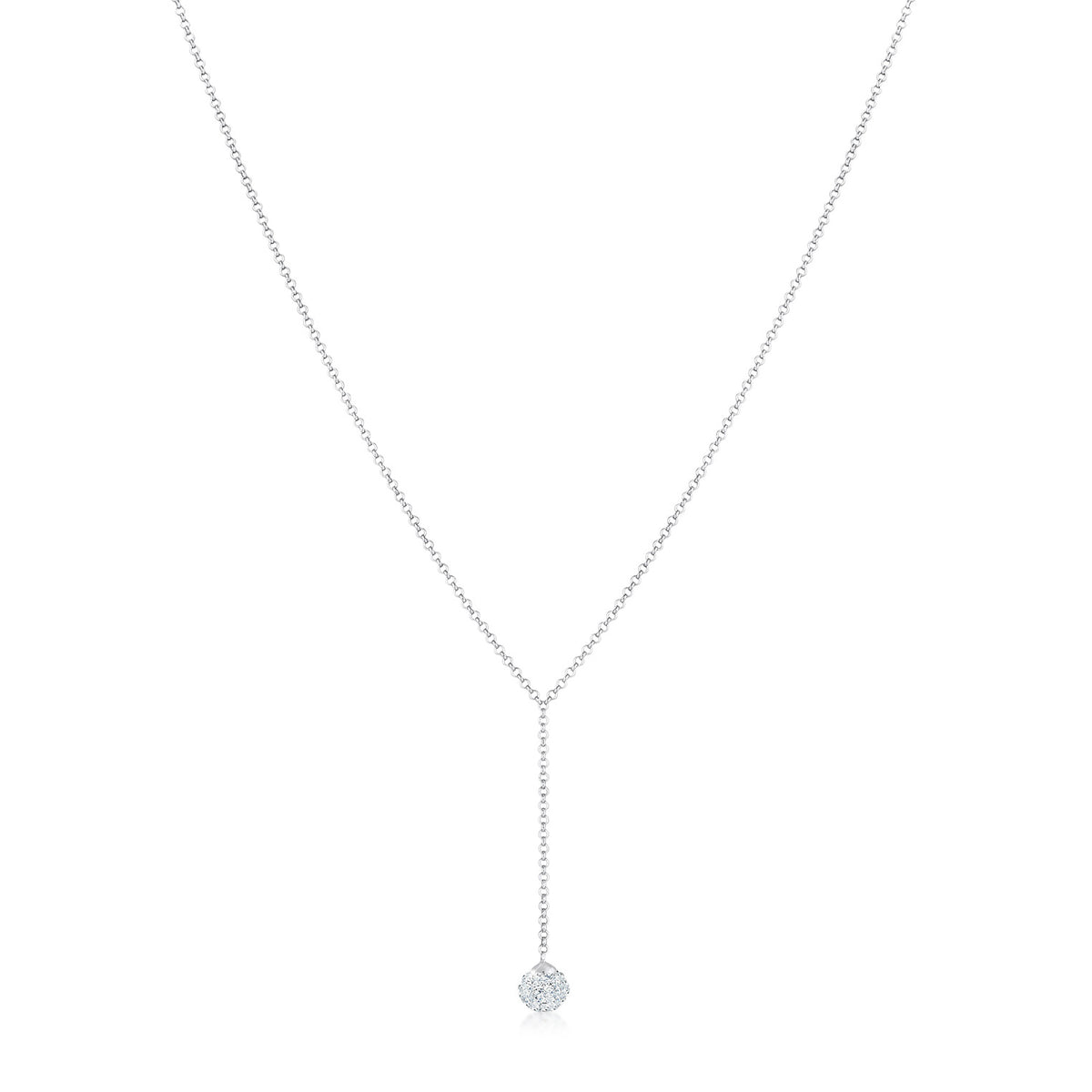 Silber - Elli | Halskette Kugel | Mit Kristallen von Swarovski® (Weiß) | 925er Sterling Silber