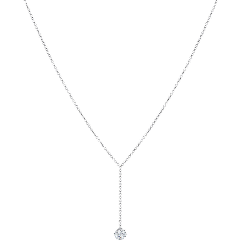 Silber - Elli | Halskette Kugel | Mit Kristallen von Swarovski® (Weiß) | 925er Sterling Silber