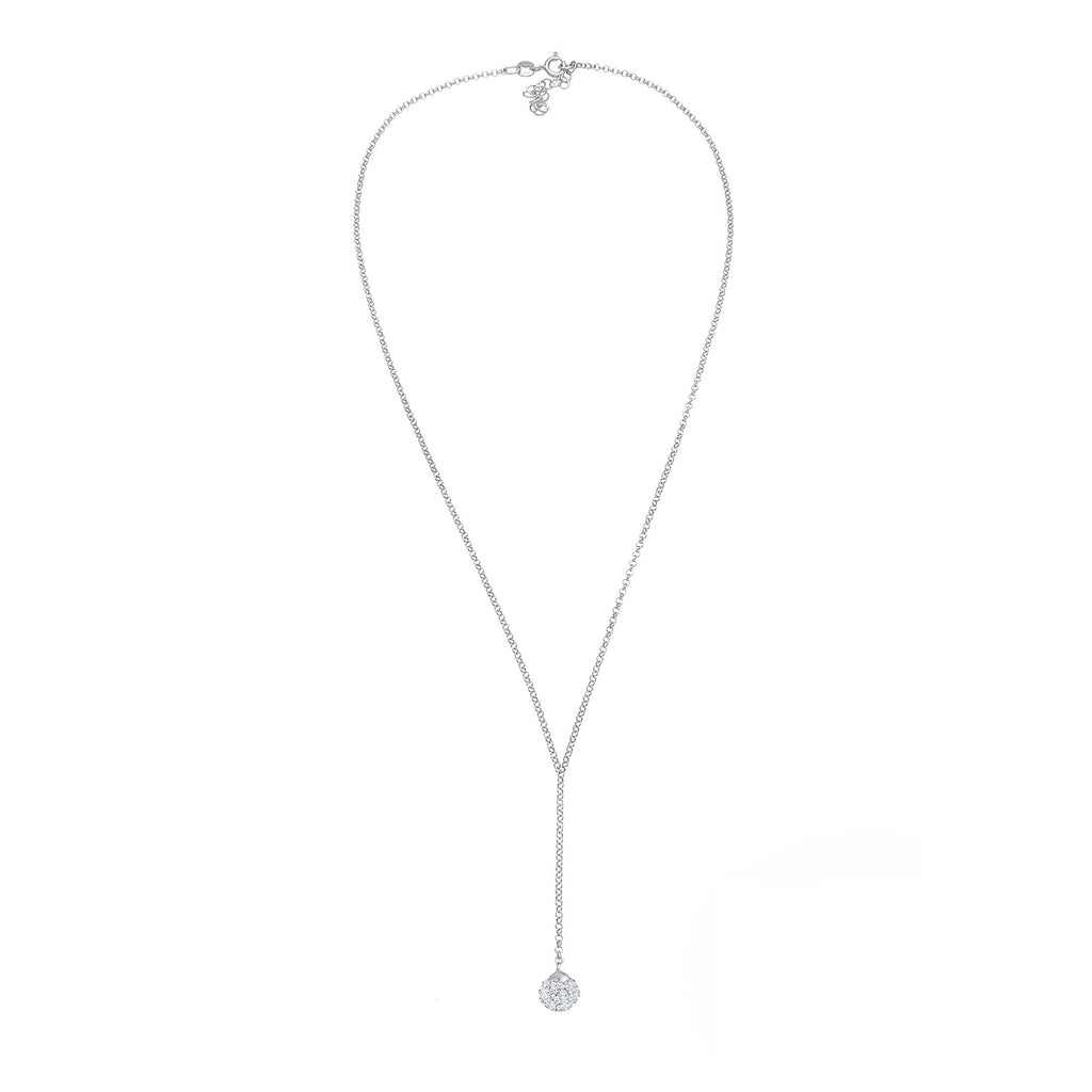 Silber - Elli | Halskette Kugel | Mit Kristallen von Swarovski® (Weiß) | 925er Sterling Silber