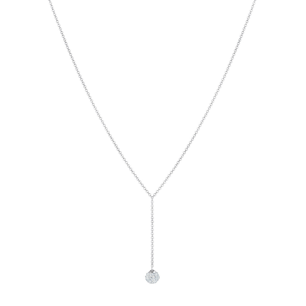 Silber - Elli | Halskette Kugel | Mit Kristallen von Swarovski® (Weiß) | 925er Sterling Silber