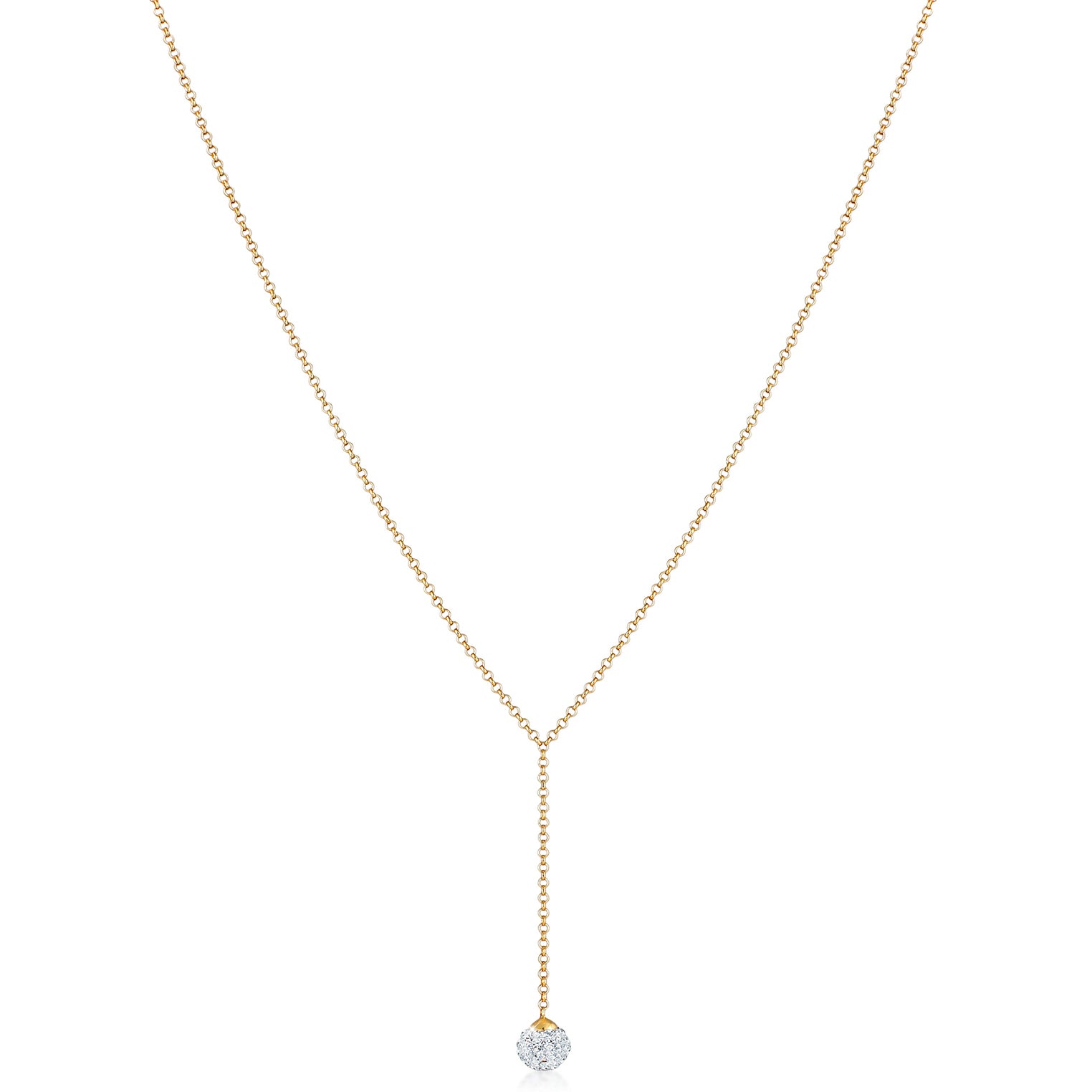 Gold - Elli | Halskette Kugel | Kristall ( Weiß ) | 925 Sterling Silber vergoldet