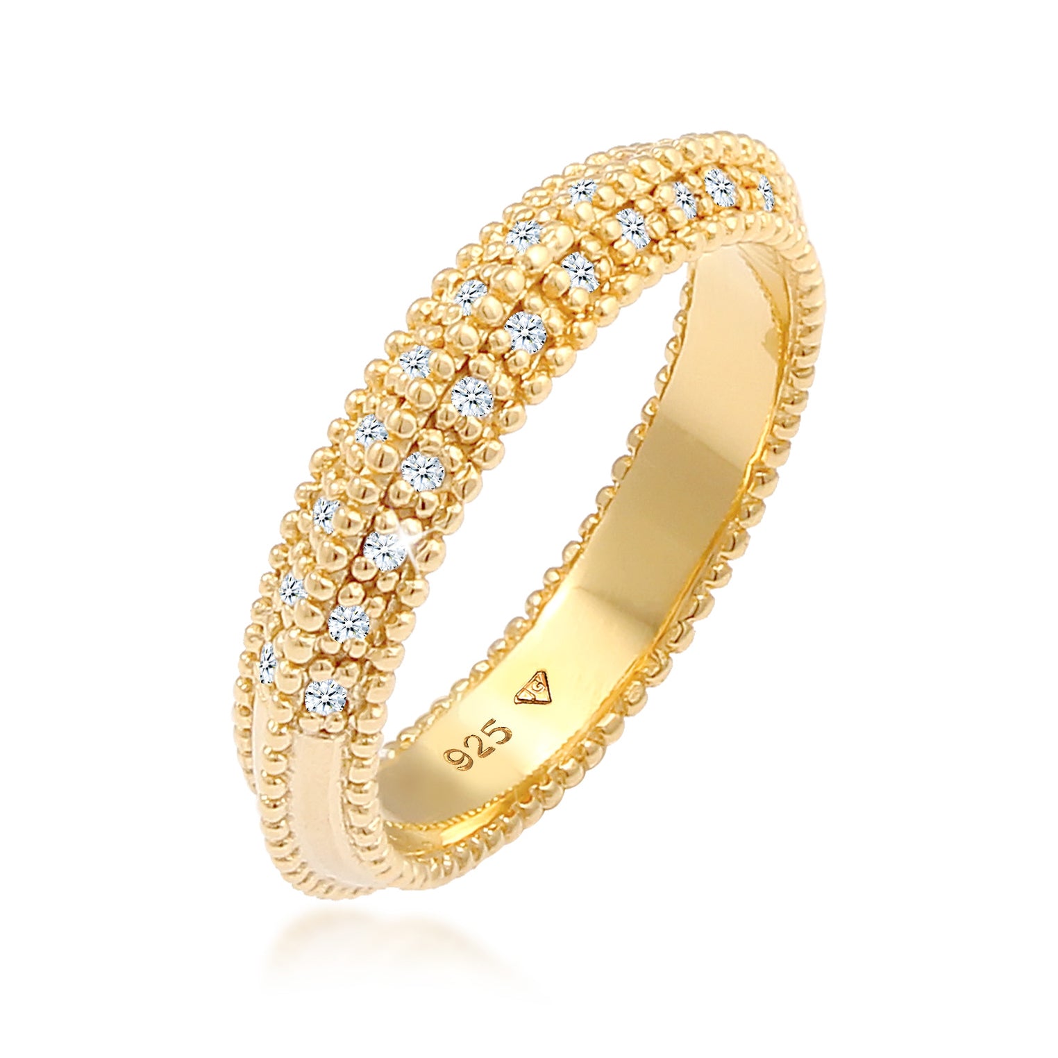 Gold - Elli DIAMONDS | Verlobungsring | Diamant ( Weiß, 0,12 ct ) | 925 Sterling Silber vergoldet