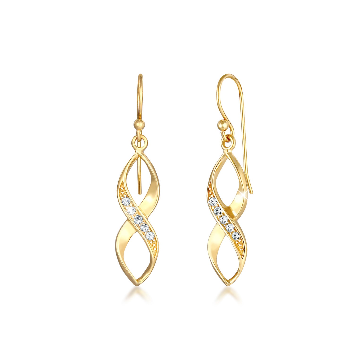 Gold - Elli | Ohrhänger Infinity | Kristall ( Weiß ) | 925 Sterling Silber vergoldet