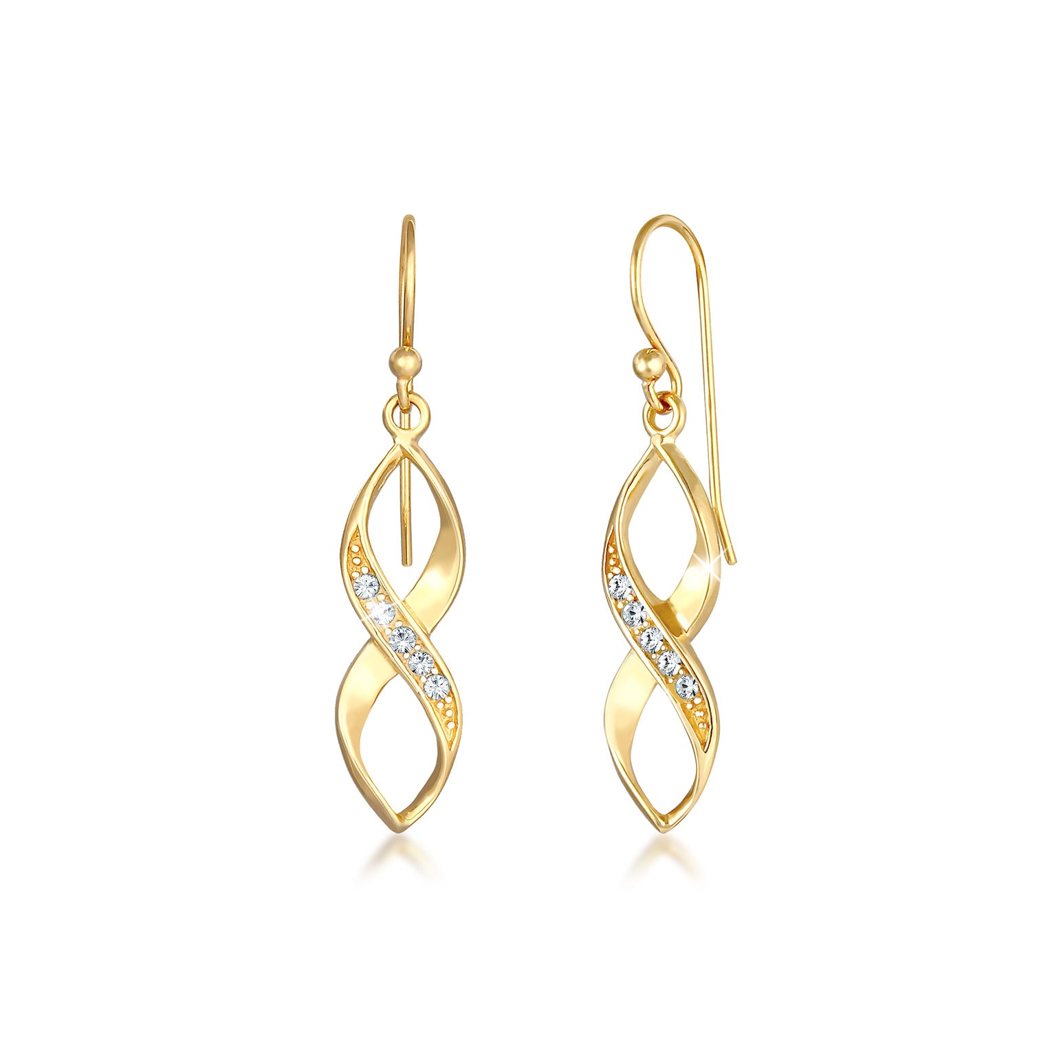 Gold - Elli | Ohrhänger Infinity | Kristall (Weiß) | 925 Sterling Silber vergoldet