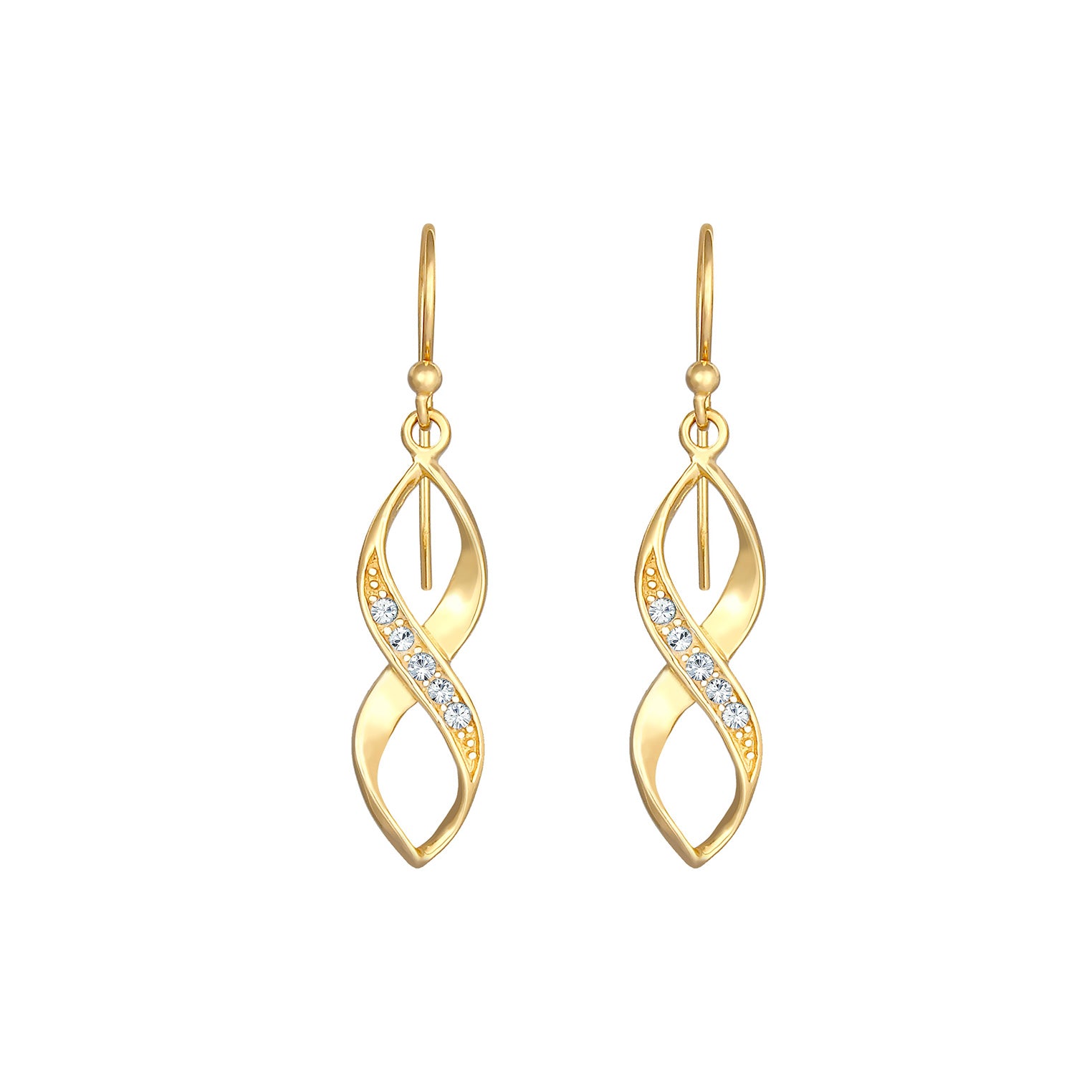 Gold - Elli | Ohrhänger Infinity | Kristall (Weiß) | 925 Sterling Silber vergoldet