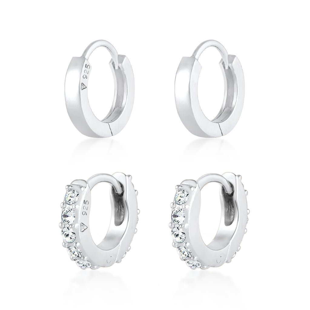 Silber - Elli | Ohrringset | Mit Kristallen von Swarovski® (Weiß) | 925er Sterling Silber