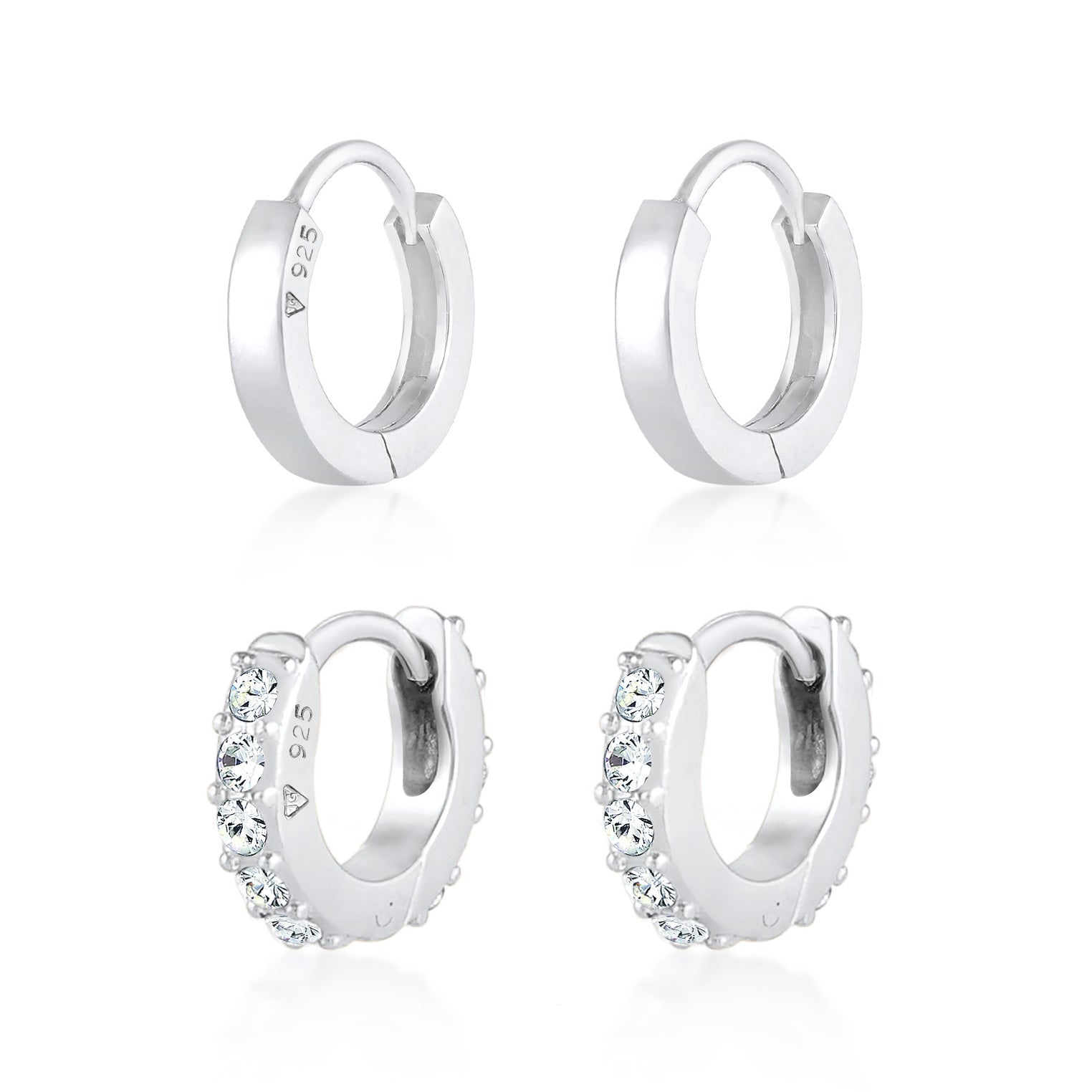 Silber - Elli | Ohrringset | Mit Kristallen von Swarovski® (Weiß) | 925er Sterling Silber