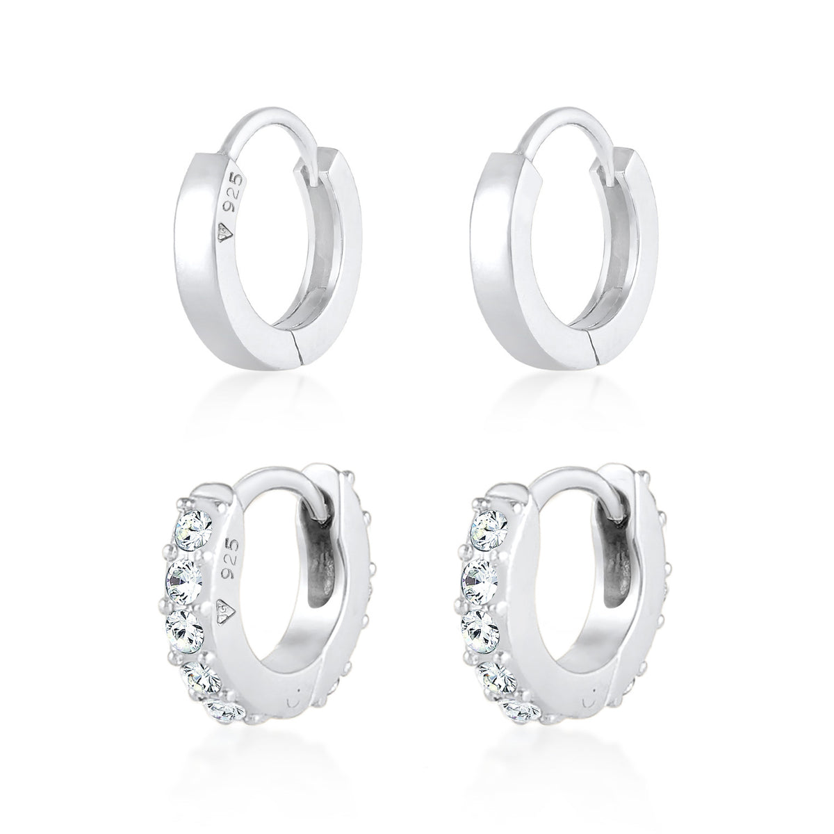 Silber - Elli | Ohrringset | Mit Kristallen von Swarovski® (Weiß) | 925er Sterling Silber