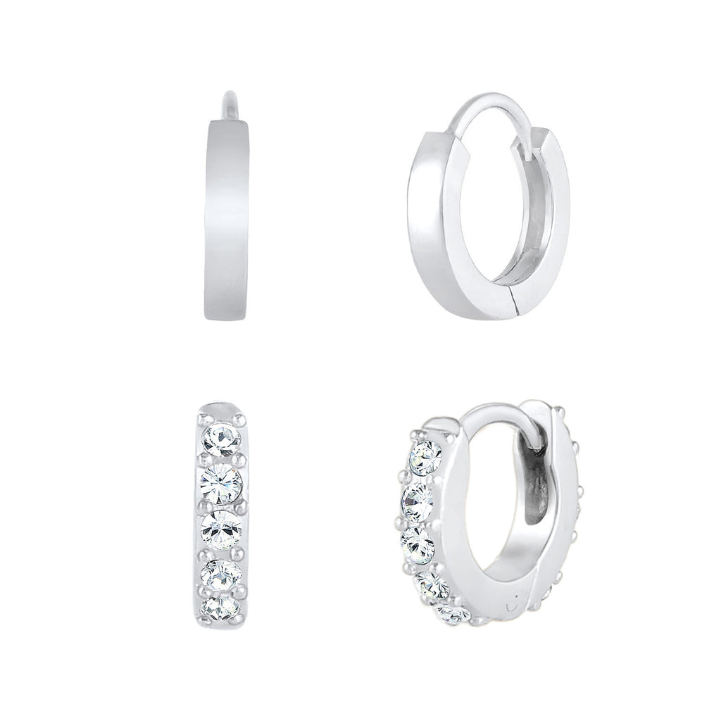 Silber - Elli | Ohrringset | Mit Kristallen von Swarovski® (Weiß) | 925er Sterling Silber