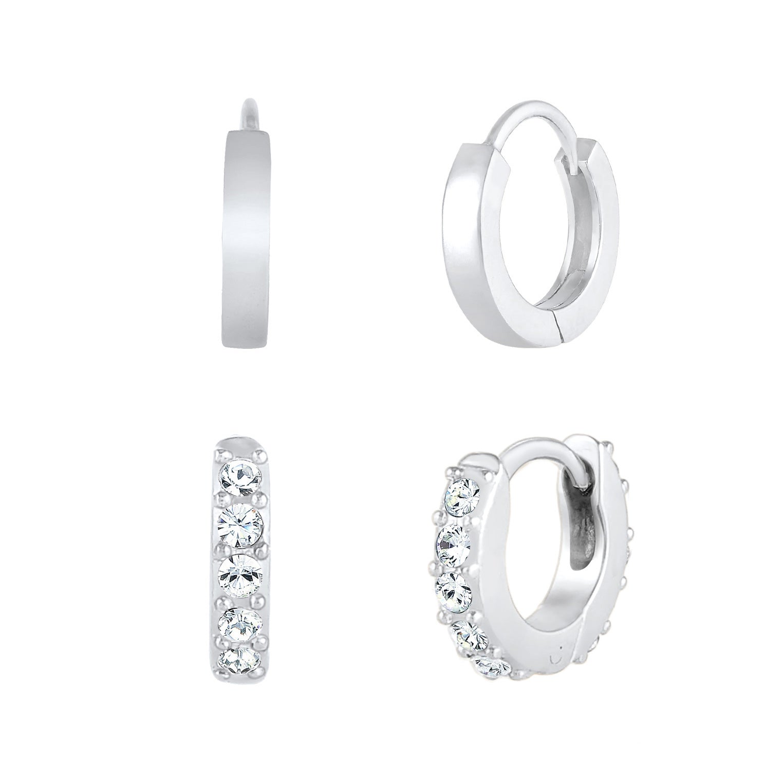 Silber - Elli | Ohrringset | Mit Kristallen von Swarovski® (Weiß) | 925er Sterling Silber