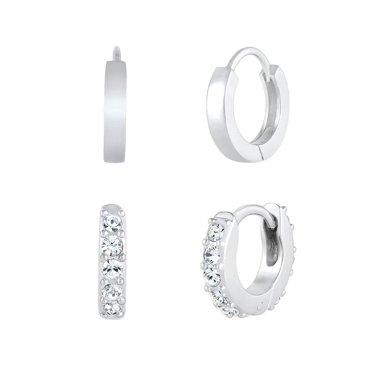 Silber - Elli | Ohrringset | Mit Kristallen von Swarovski® (Weiß) | 925er Sterling Silber