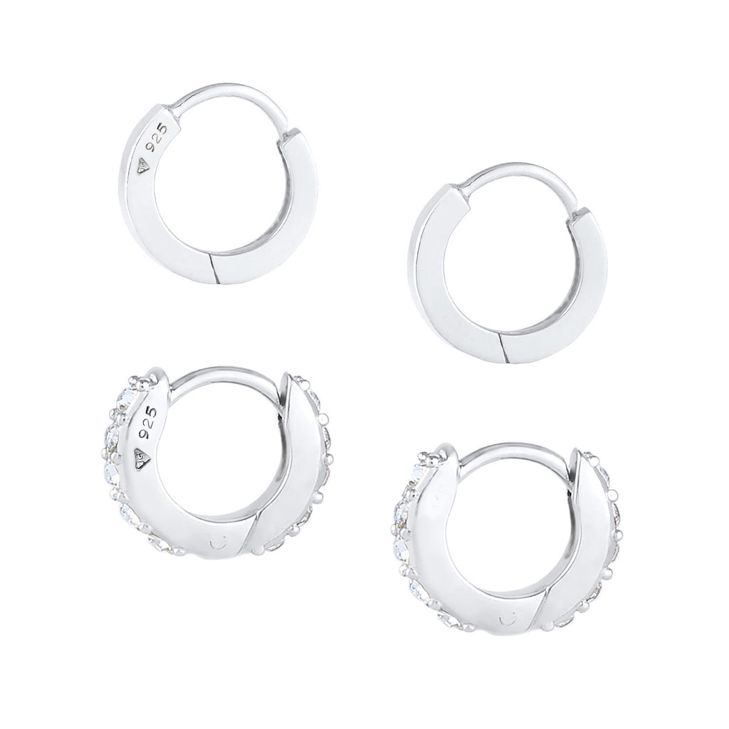 Silber - Elli | Ohrringset | Mit Kristallen von Swarovski® (Weiß) | 925er Sterling Silber