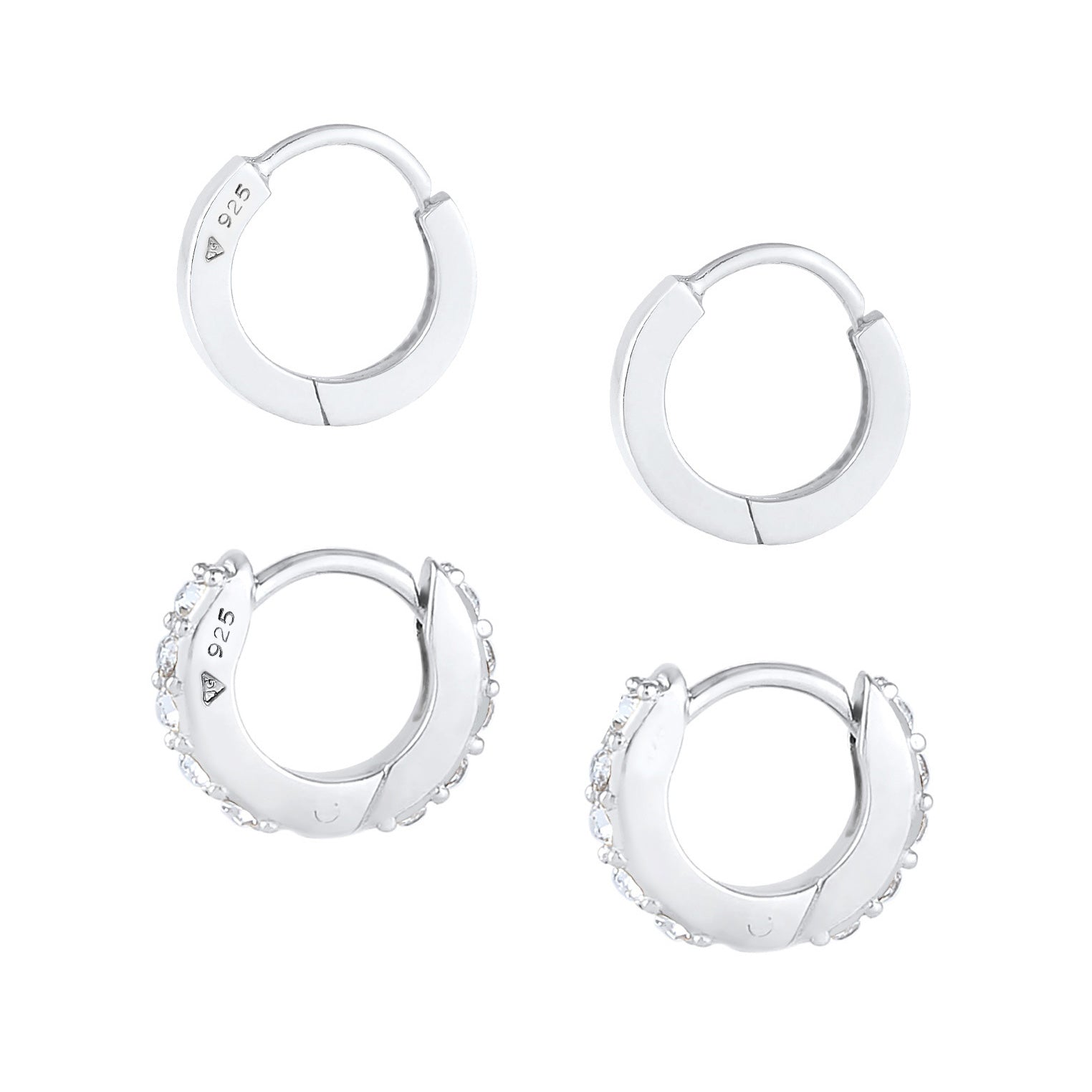 Silber - Elli | Ohrringset | Mit Kristallen von Swarovski® (Weiß) | 925er Sterling Silber