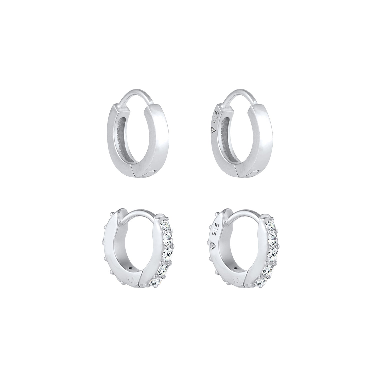 Silber - Elli | Ohrringset | Kristall ( Weiß ) | 925er Sterling Silber