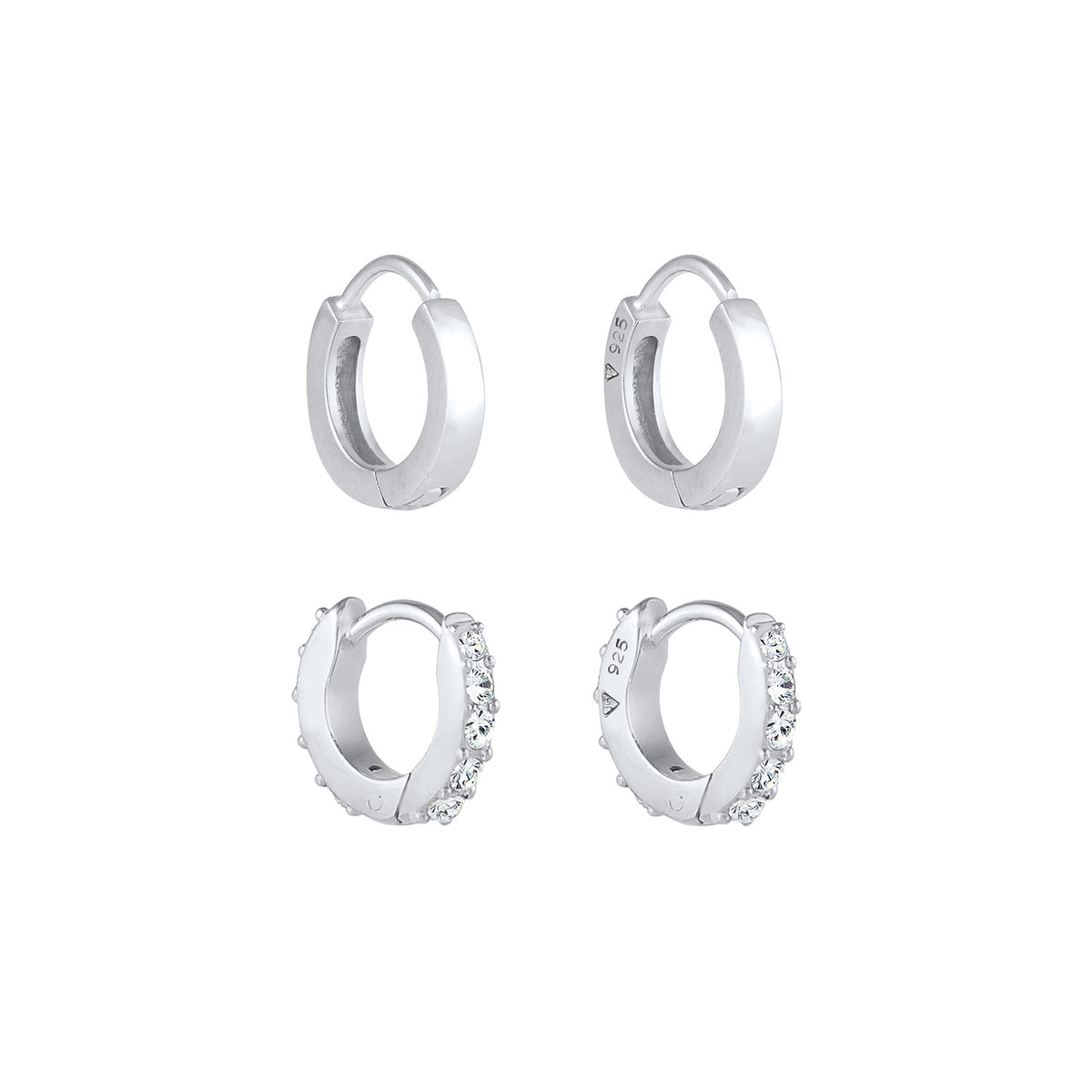 Silber - Elli | Ohrringset | Mit Kristallen von Swarovski® (Weiß) | 925er Sterling Silber