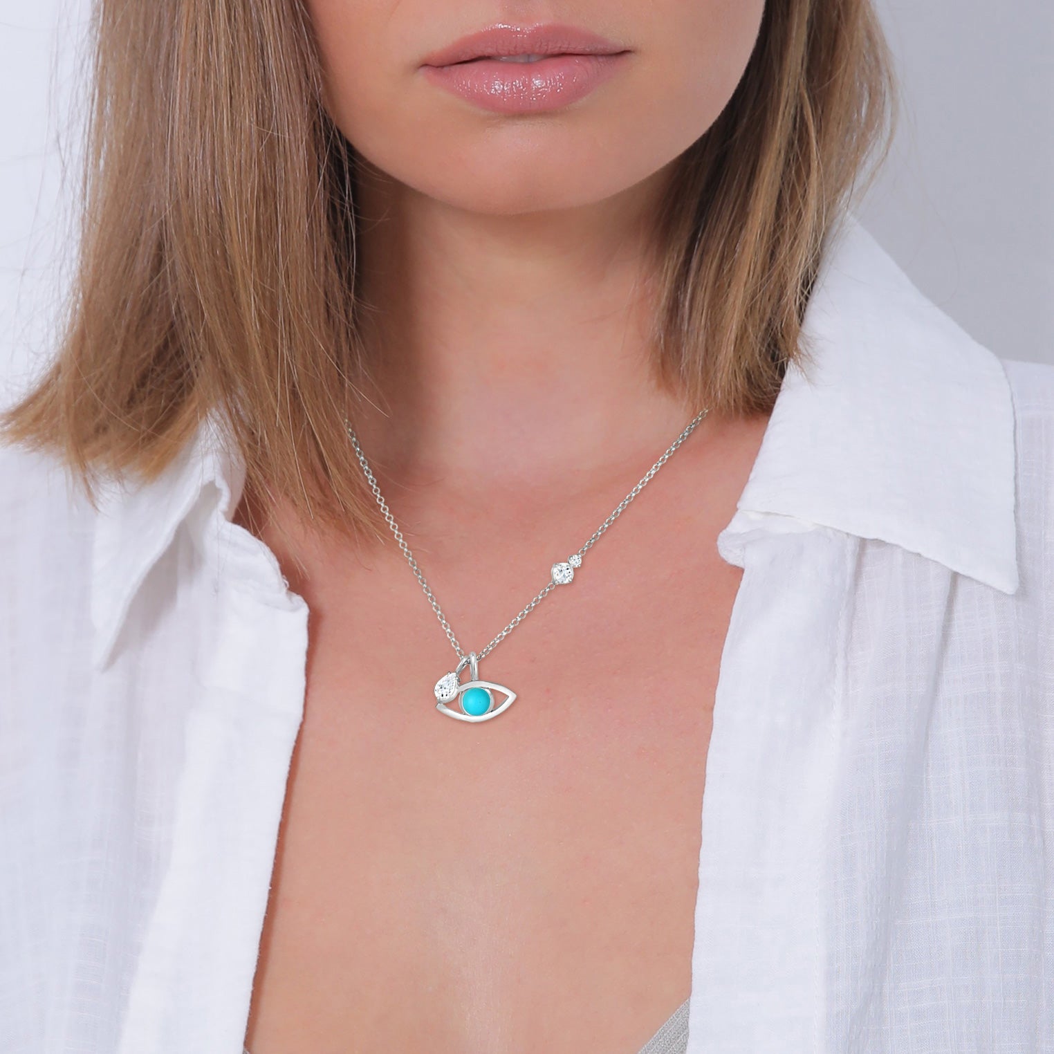 Evil Eye Necklace | Howlite ( Turquoise )