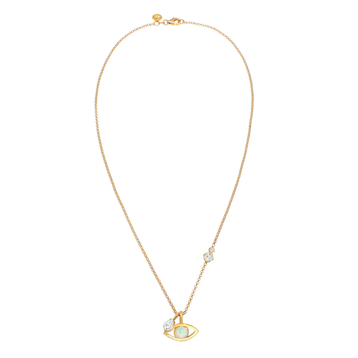 Gold - Elli PREMIUM | Halskette Evil Eye | Opal (Weiß) | 925 Sterling Silber vergoldet