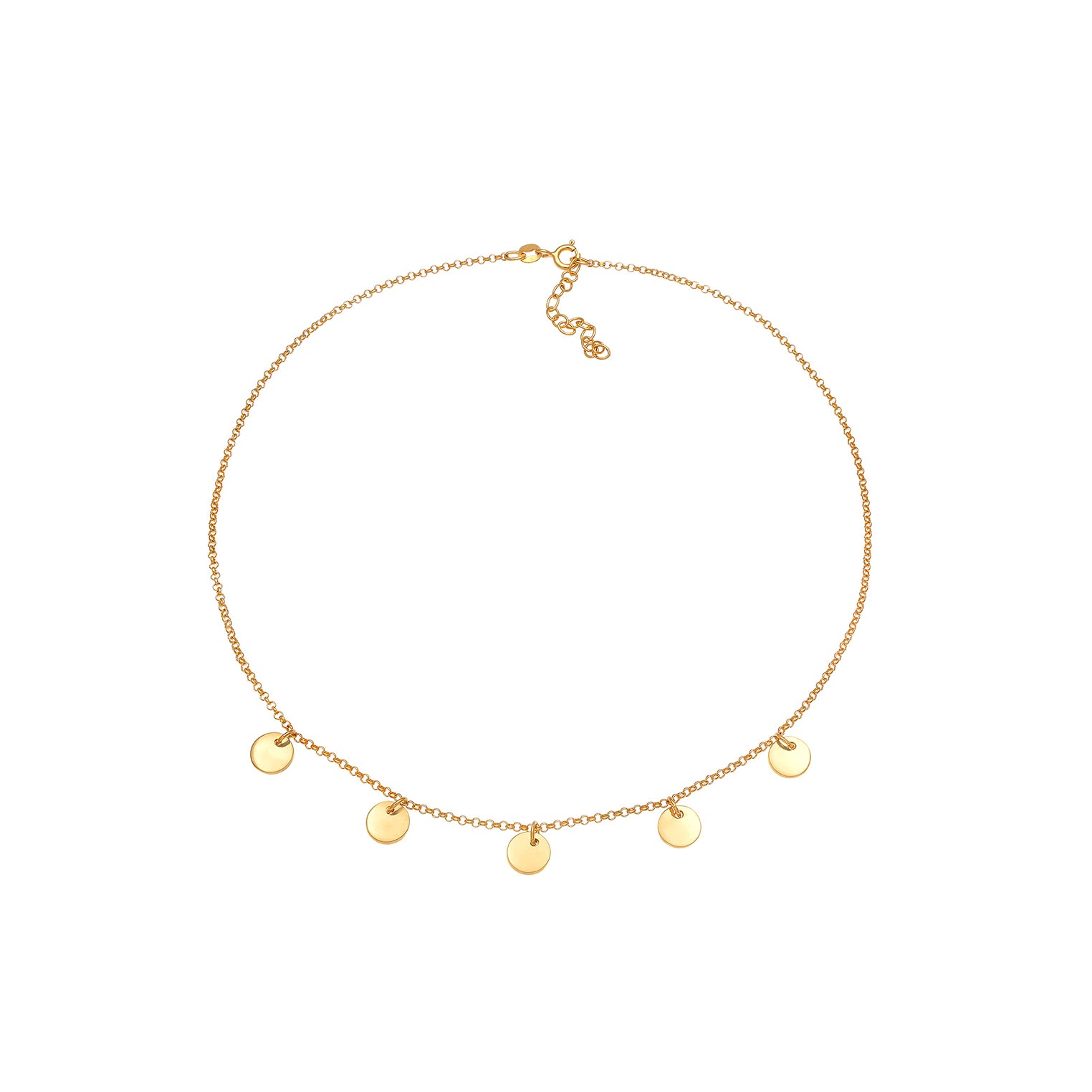 Gold - Elli | Choker Plättchen Anhänger | 925 Sterling Silber vergoldet