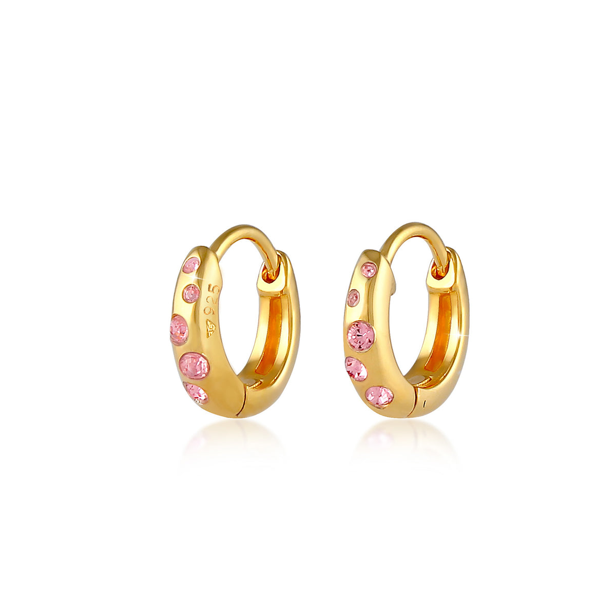 Gold - Elli | Ohrring | Kristall ( Rosa ) | 925 Sterling Silber vergoldet