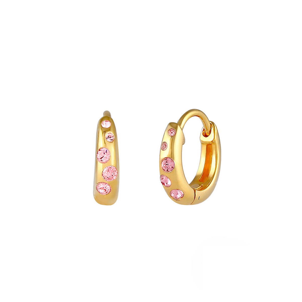 Gold - Elli | Ohrring | Kristall ( Rosa ) | 925 Sterling Silber vergoldet